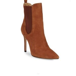 Schutz Tan Leather Stiletto Ankle Booties